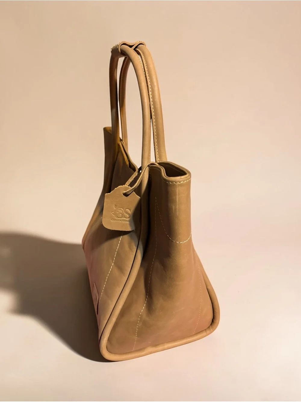 Tan Leather Shoulder Bag- Structured Everyday Carry